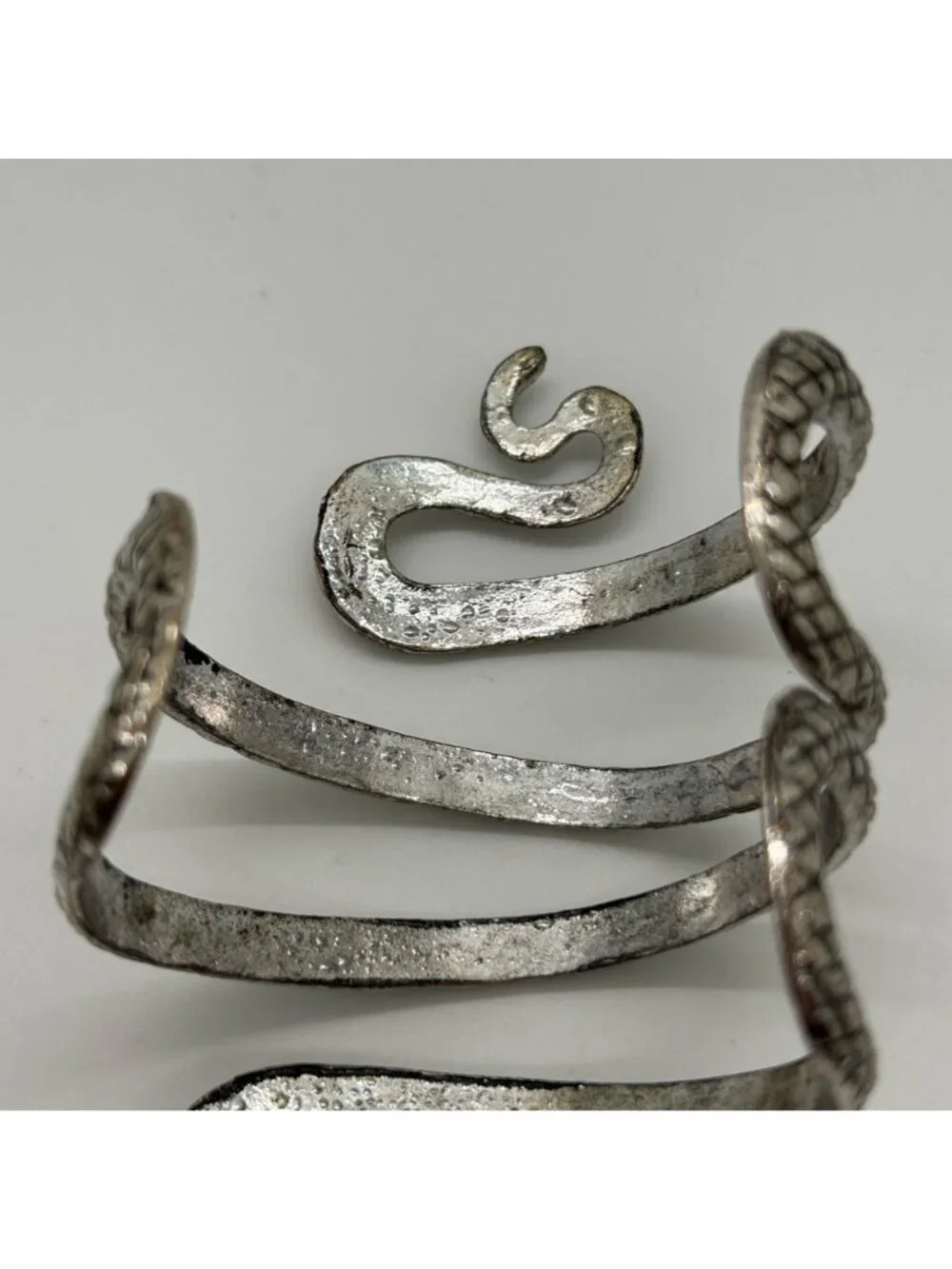 Vintage Snake Cuff Bracelet Gothic Punk Serpent Silver-tone Adjustable Bangle - Picture 7 of 10